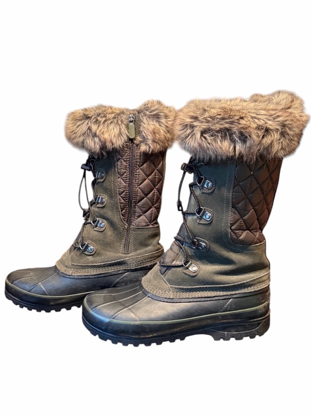 Lands End Olive Green Winter Shoes Lands' End Snow Boots 9 Alpine Mid-Calf Fur